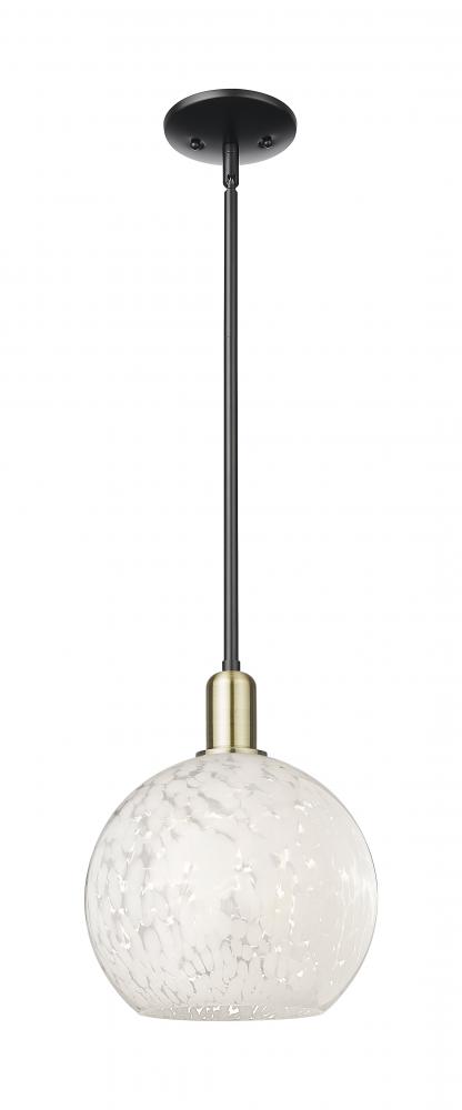 White Mouchette - 1 Light - 10 inch - Black Antique Brass - Stem hung - Mini Pendant