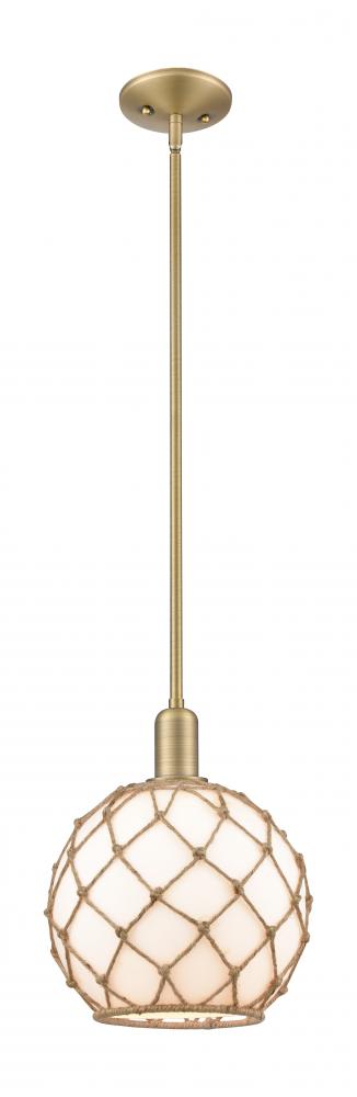 Farmhouse Rope - 1 Light - 10 inch - Brushed Brass - Stem hung - Mini Pendant