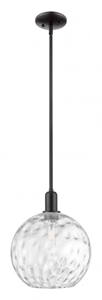 Athens Water Glass - 1 Light - 12 inch - Matte Black - Stem hung - Mini Pendant