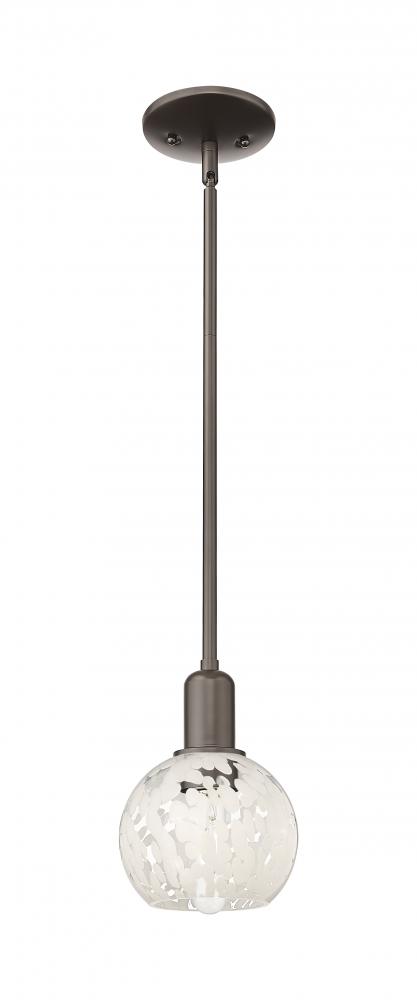 White Mouchette - 1 Light - 6 inch - Oil Rubbed Bronze - Stem hung - Mini Pendant