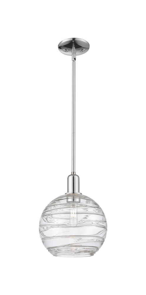 Athens Deco Swirl - 1 Light - 10 inch - Polished Chrome - Stem hung - Mini Pendant