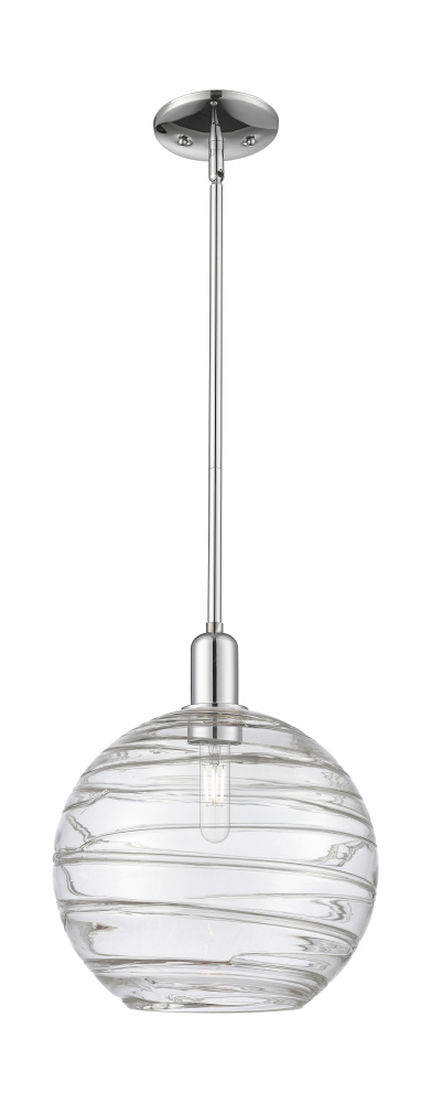 Athens Deco Swirl - 1 Light - 12 inch - Polished Chrome - Stem hung - Mini Pendant