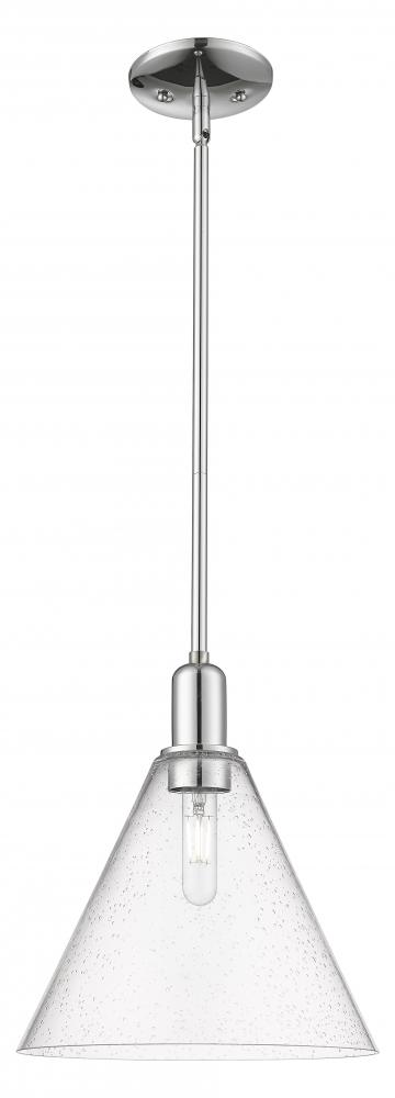Berkshire Glass - 1 Light - 12 inch - Polished Chrome - Stem hung - Mini Pendant