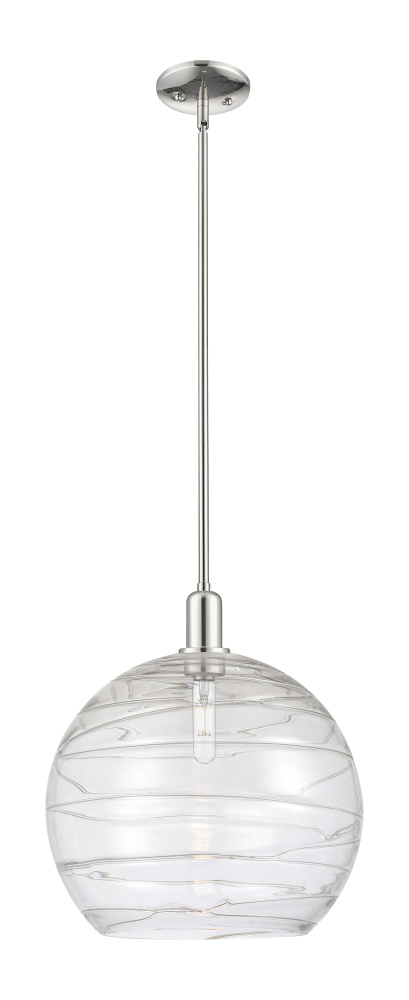 Athens Deco Swirl - 1 Light - 14 inch - Polished Nickel - Stem hung - Mini Pendant