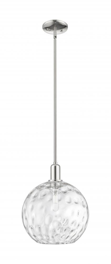 Athens Water Glass - 1 Light - 12 inch - Polished Nickel - Stem hung - Mini Pendant