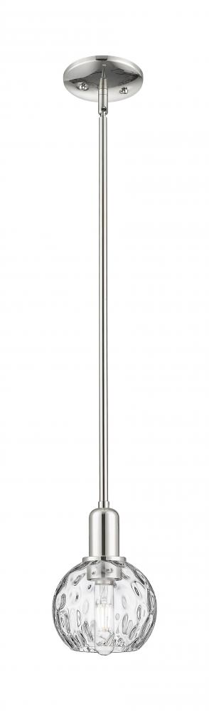 Athens Water Glass - 1 Light - 6 inch - Polished Nickel - Stem hung - Mini Pendant