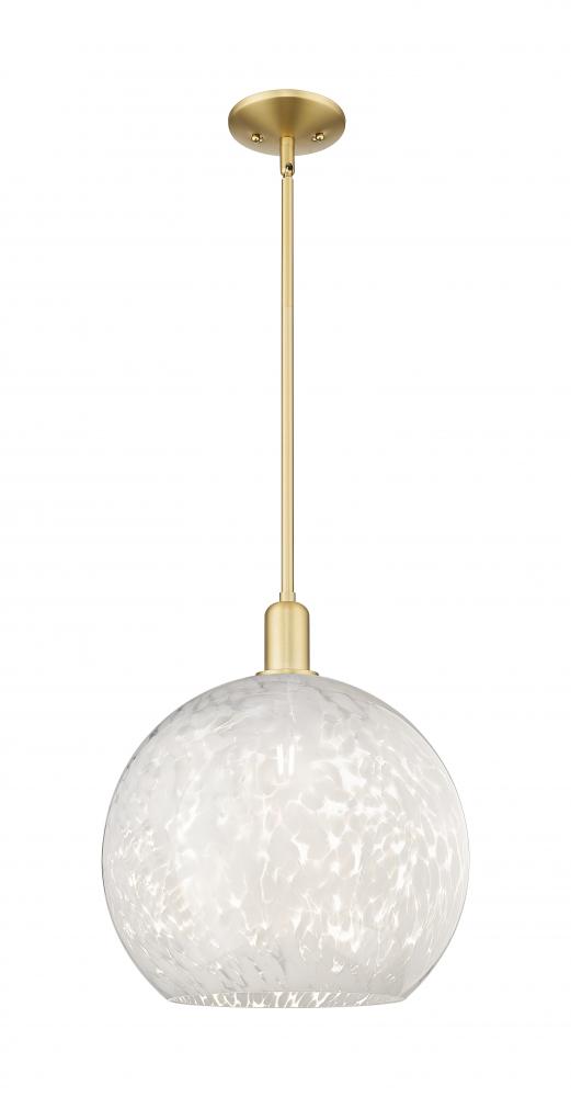 White Mouchette - 1 Light - 14 inch - Satin Gold - Stem hung - Mini Pendant