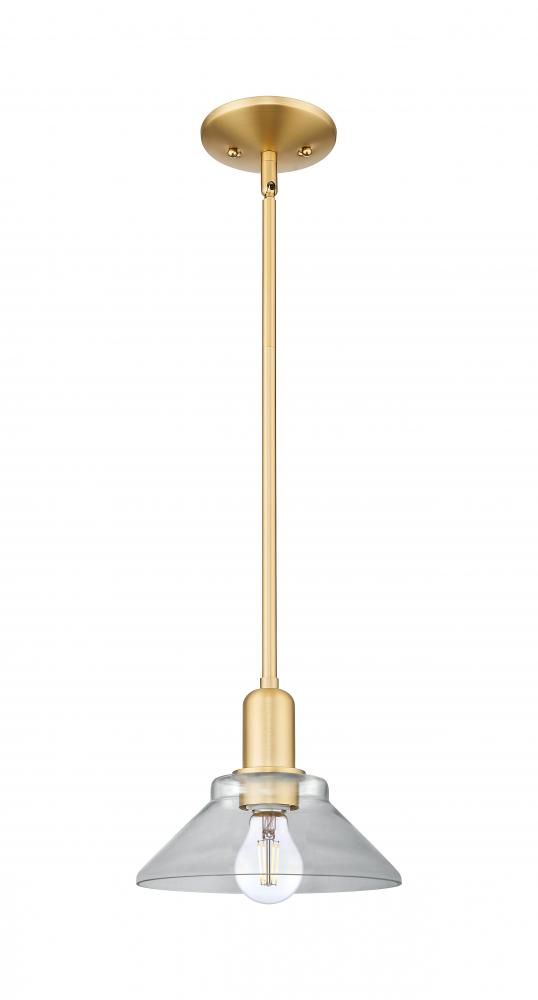 Orwell - 1 Light - 8 inch - Satin Gold - Stem hung - Mini Pendant