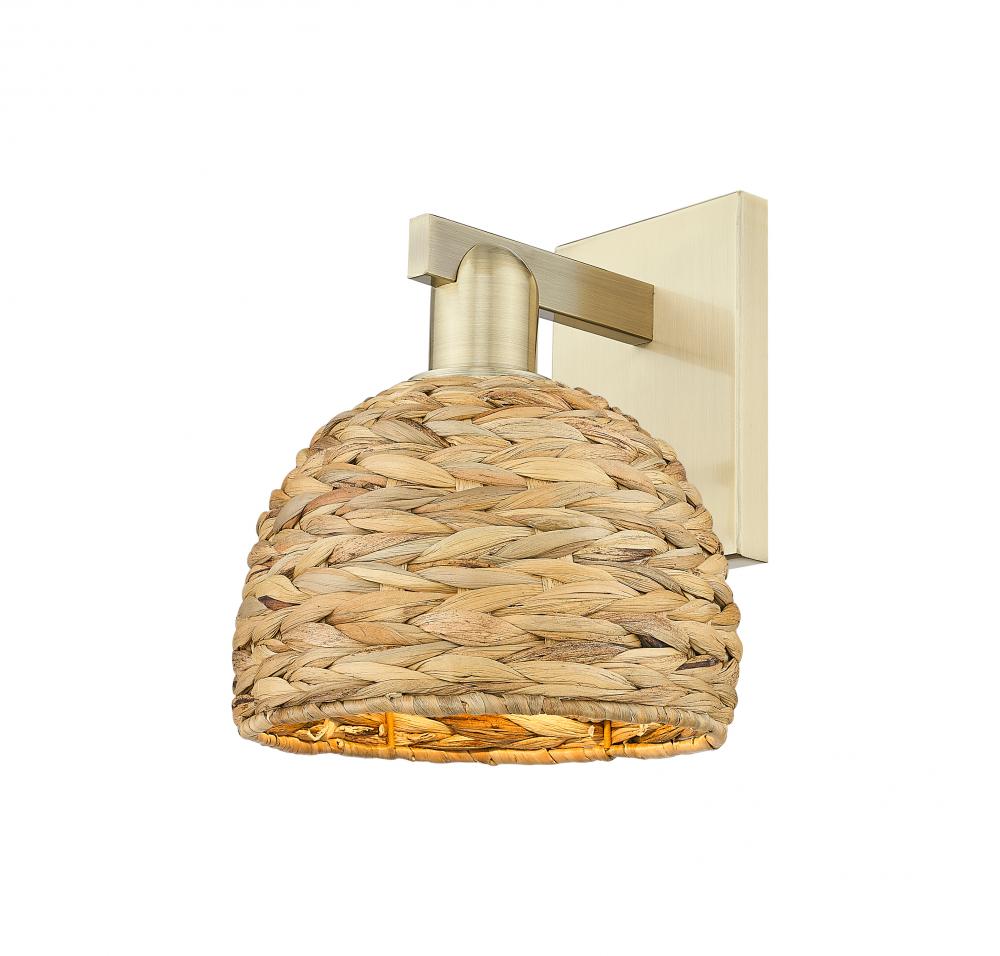 Woven Rattan - 1 Light - 8 inch - Antique Brass - Sconce