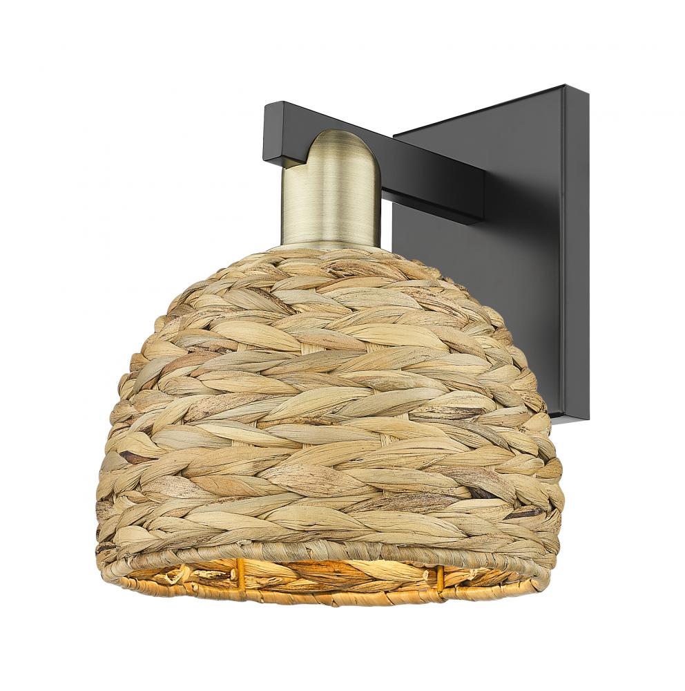 Woven Rattan - 1 Light - 8 inch - Black Antique Brass - Sconce