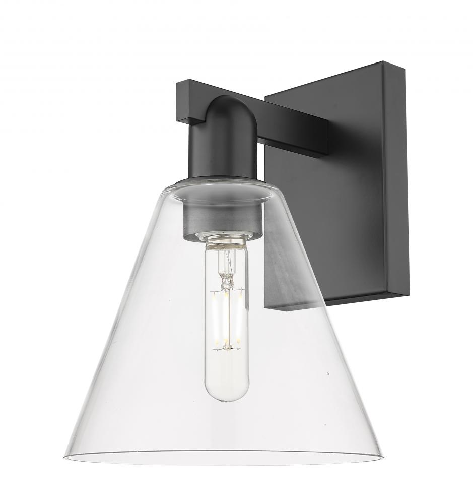 Berkshire Glass - 1 Light - 8 inch - Matte Black - Sconce