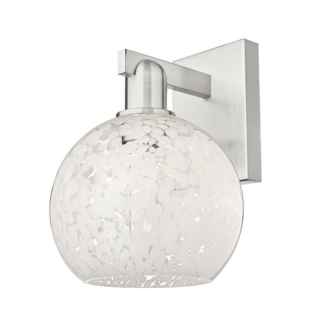 White Mouchette - 1 Light - 8 inch - Brushed Satin Nickel - Sconce