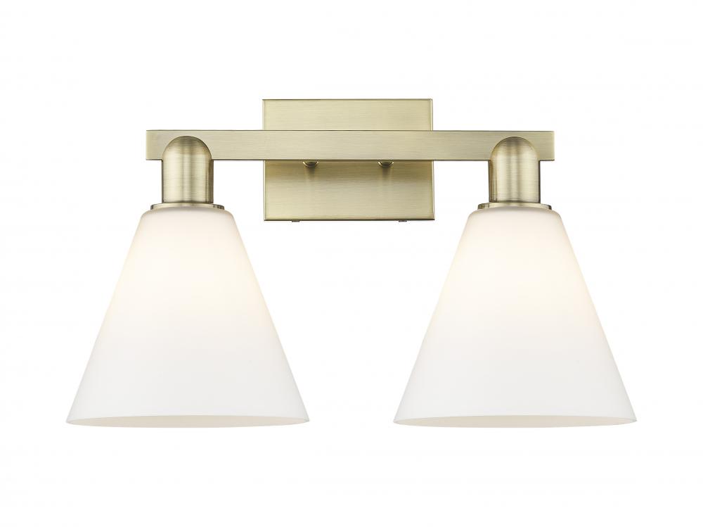 Berkshire Glass - 2 Light - 19 inch - Antique Brass - Bath Vanity Light