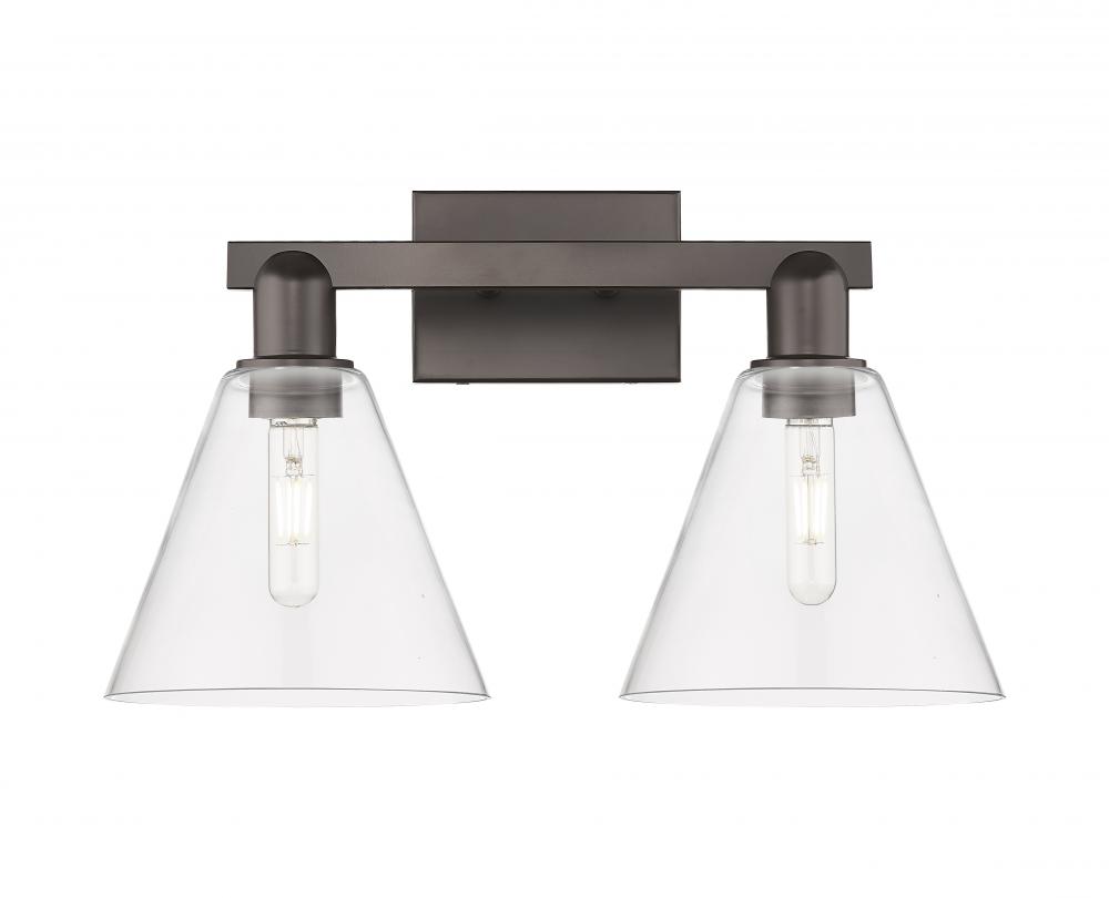 Berkshire Glass - 2 Light - 19 inch - Oil Rubbed Bronze - Bath Vanity Light