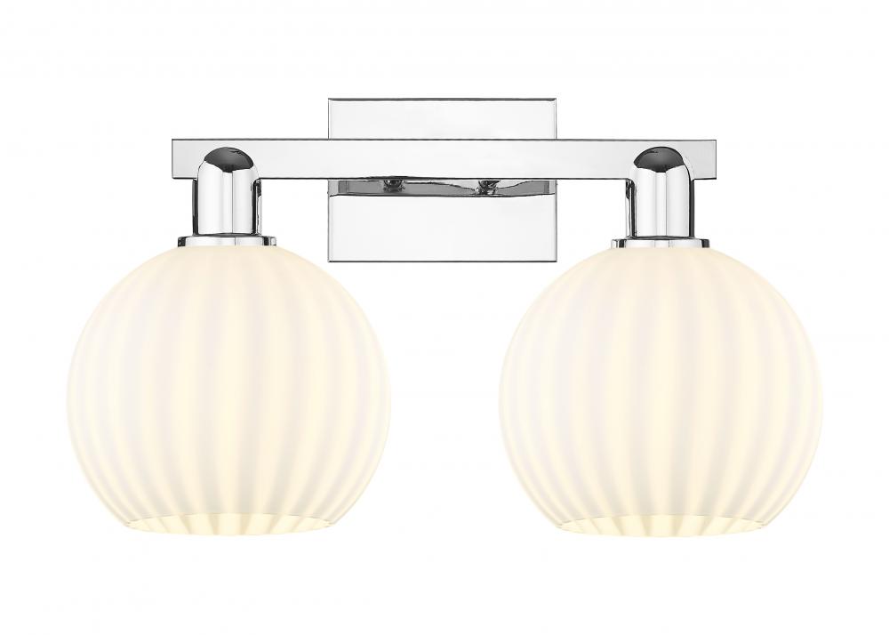 White Venetian - 2 Light - 19 inch - Polished Chrome - Bath Vanity Light