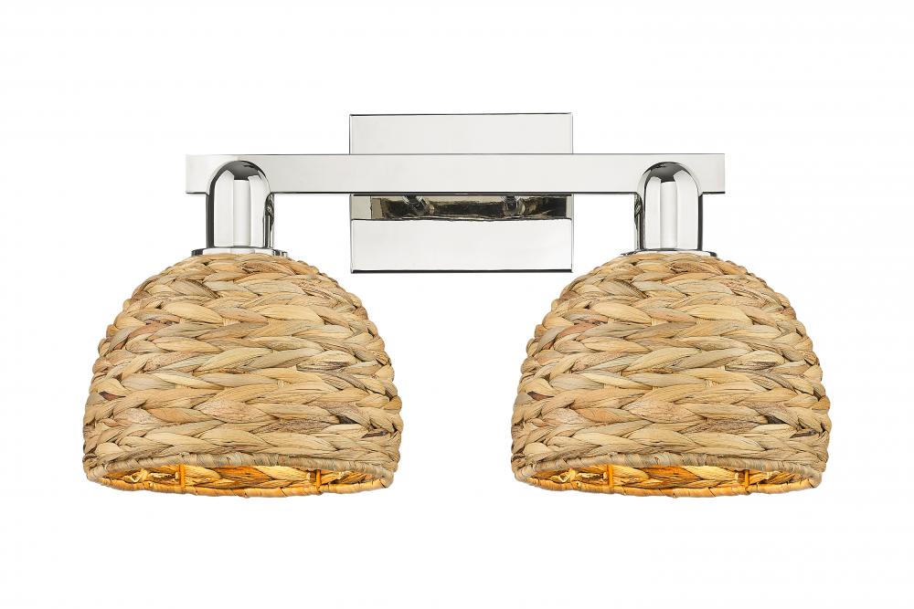 Woven Rattan - 2 Light - 19 inch - Polished Nickel - Bath Vanity Light