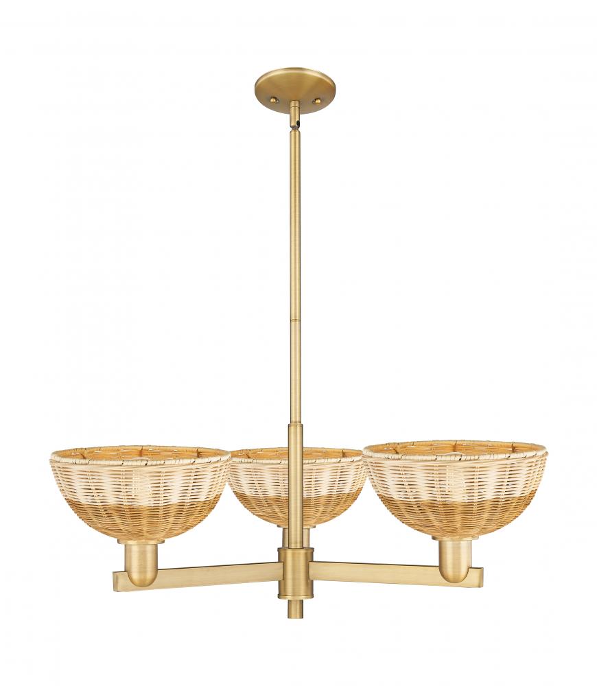 Bristol Natural II - 3 Light - 31 inch - Brushed Brass - Stem hung - Pendant