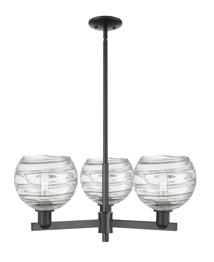Athens Deco Swirl - 3 Light - 30 inch - Matte Black - Stem hung - Pendant