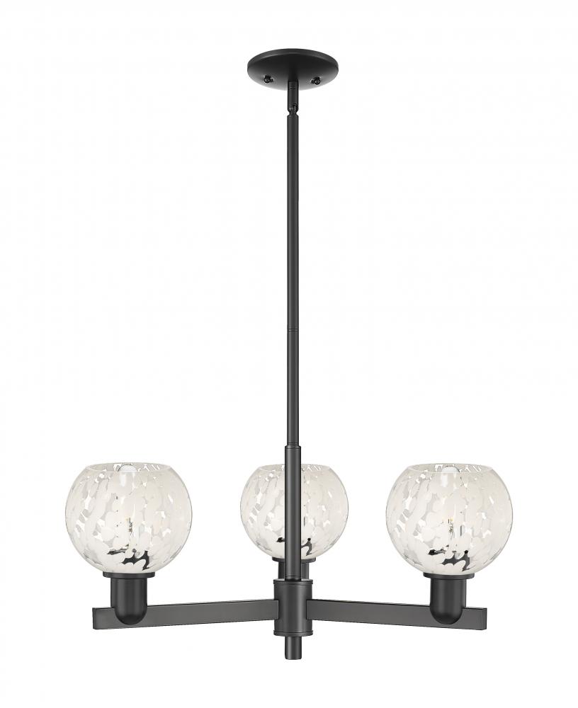 White Mouchette - 3 Light - 28 inch - Matte Black - Stem hung - Pendant