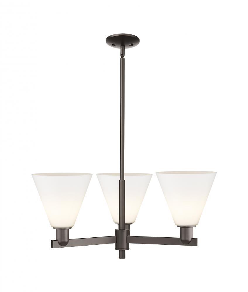 Berkshire Glass - 3 Light - 30 inch - Oil Rubbed Bronze - Stem hung - Pendant