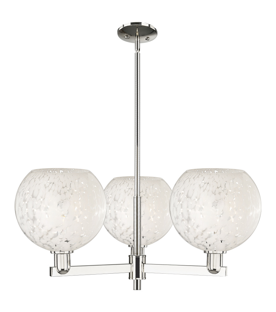White Mouchette - 3 Light - 32 inch - Polished Nickel - Stem hung - Pendant