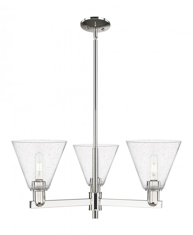 Berkshire Glass - 3 Light - 30 inch - Polished Nickel - Stem hung - Pendant