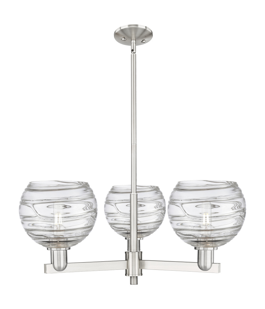 Athens Deco Swirl - 3 Light - 30 inch - Satin Nickel - Stem hung - Pendant