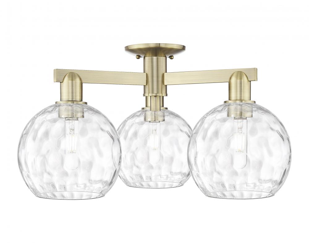 Athens Water Glass - 3 Light - 26 inch - Antique Brass - Semi-Flush Mount