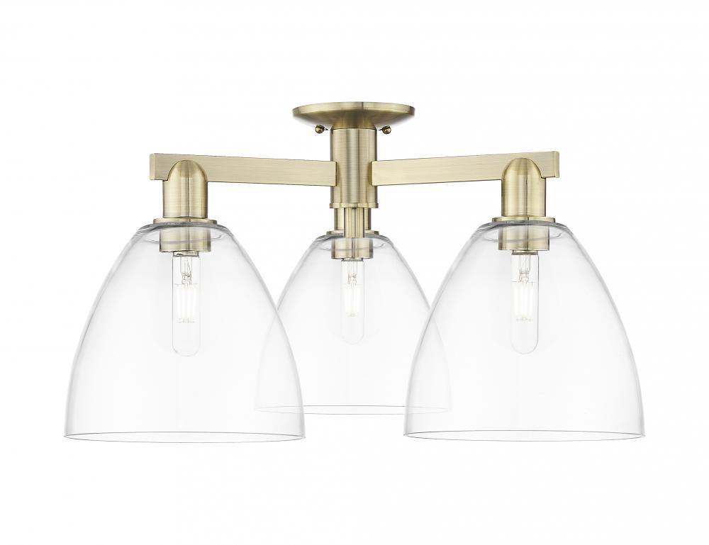 Bristol - 3 Light - 27 inch - Antique Brass - Semi-Flush Mount