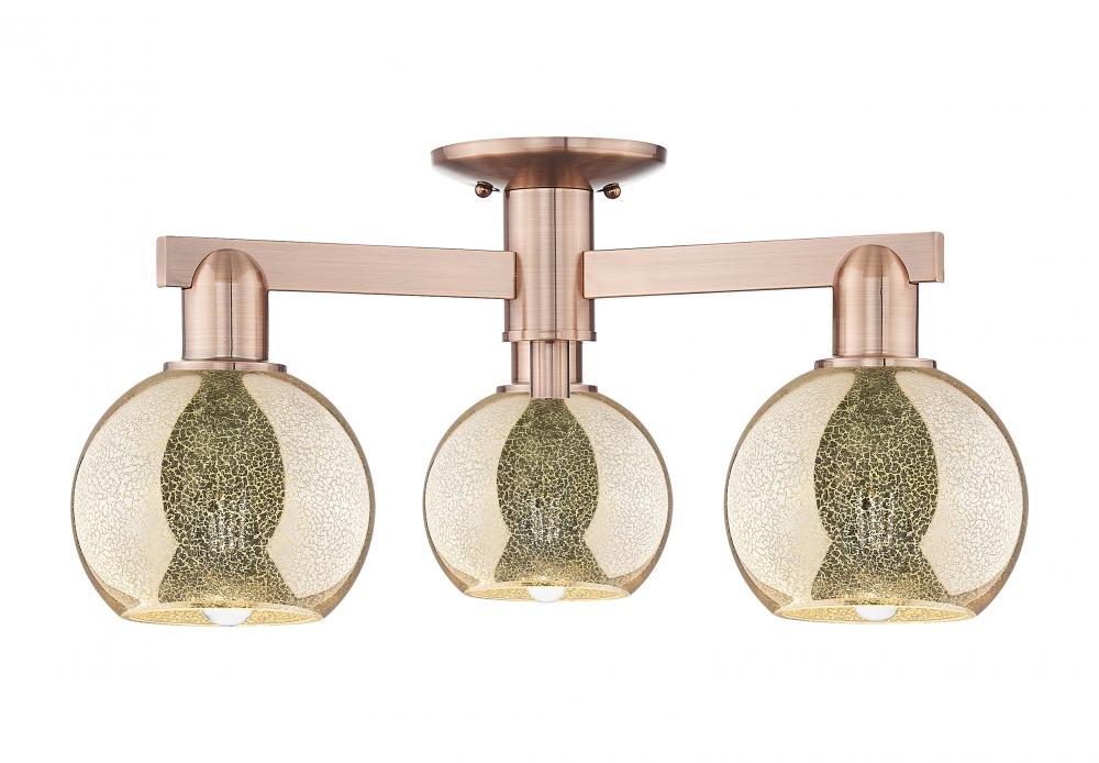 Athens - 3 Light - 23 inch - Antique Copper - Semi-Flush Mount