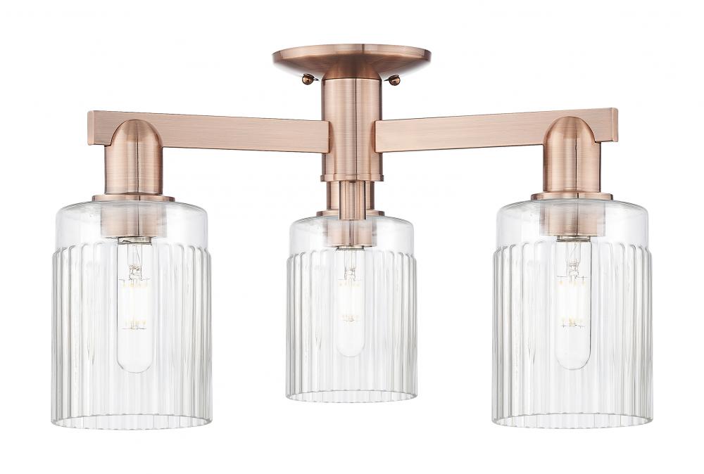 Hadley - 3 Light - 22 inch - Antique Copper - Semi-Flush Mount