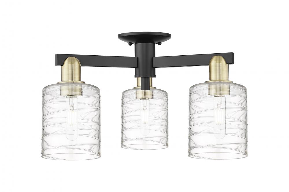 Cobbleskill - 3 Light - 23 inch - Black Antique Brass - Semi-Flush Mount