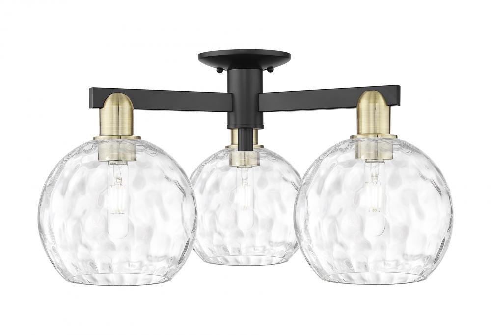 Athens Water Glass - 3 Light - 26 inch - Black Antique Brass - Semi-Flush Mount
