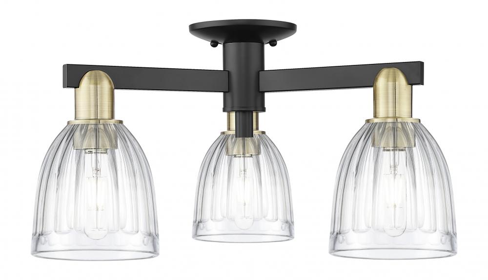 Brookfield - 3 Light - 23 inch - Black Antique Brass - Semi-Flush Mount
