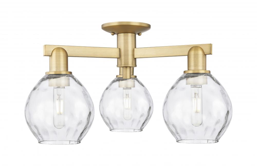 Waverly - 3 Light - 24 inch - Brushed Brass - Semi-Flush Mount