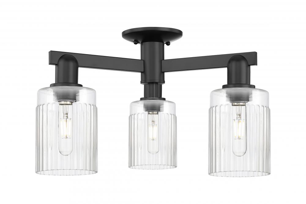 Hadley - 3 Light - 22 inch - Matte Black - Semi-Flush Mount