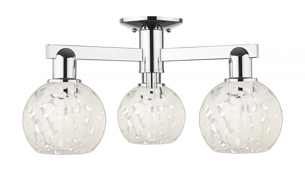 White Mouchette - 3 Light - 24 inch - Polished Chrome - Semi-Flush Mount