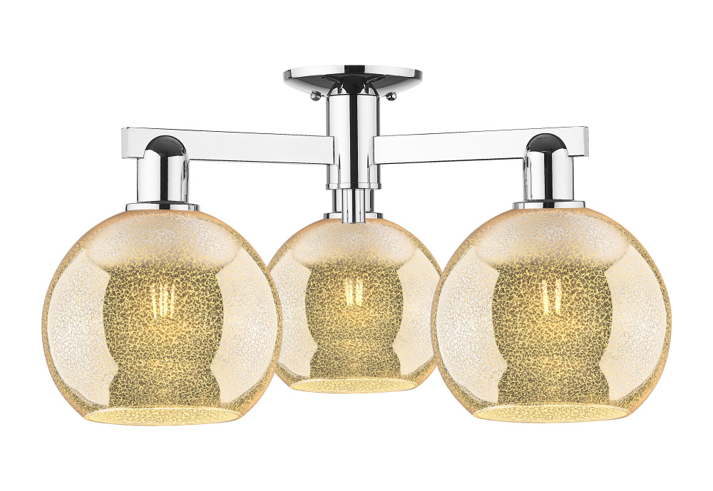 Athens - 3 Light - 26 inch - Polished Chrome - Semi-Flush Mount
