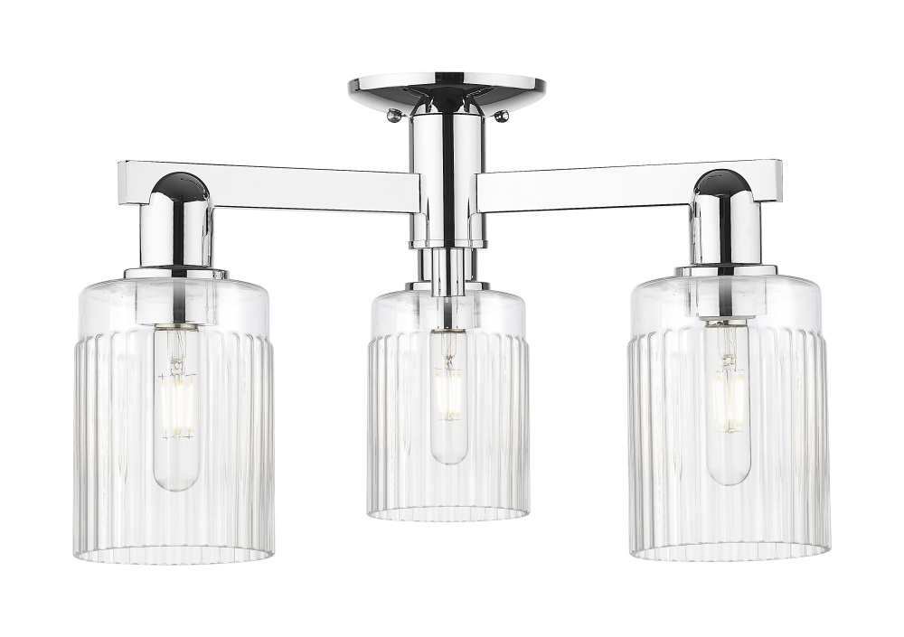 Hadley - 3 Light - 22 inch - Polished Chrome - Semi-Flush Mount