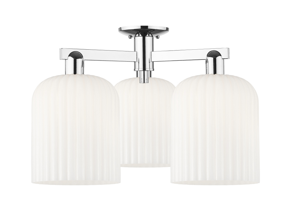 Bridal Veil - 3 Light - 26 inch - Polished Chrome - Semi-Flush Mount