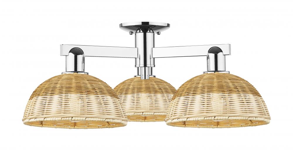 Bristol Natural II - 3 Light - 27 inch - Polished Chrome - Semi-Flush Mount