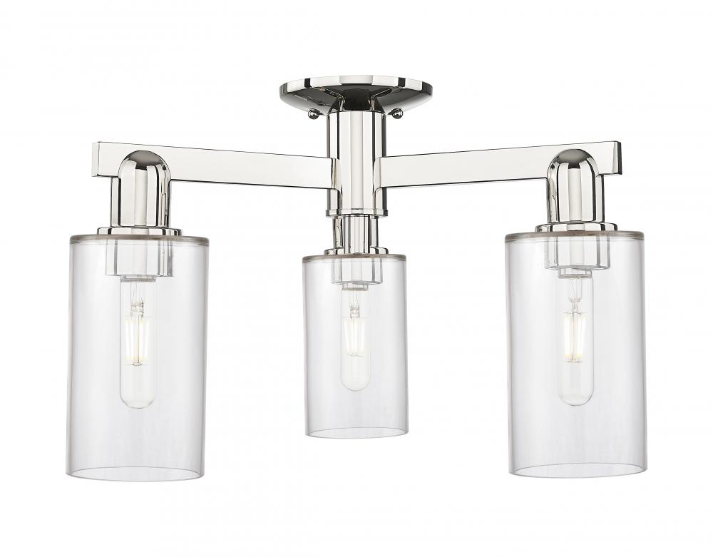 Clymer - 3 Light - 21 inch - Polished Nickel - Semi-Flush Mount