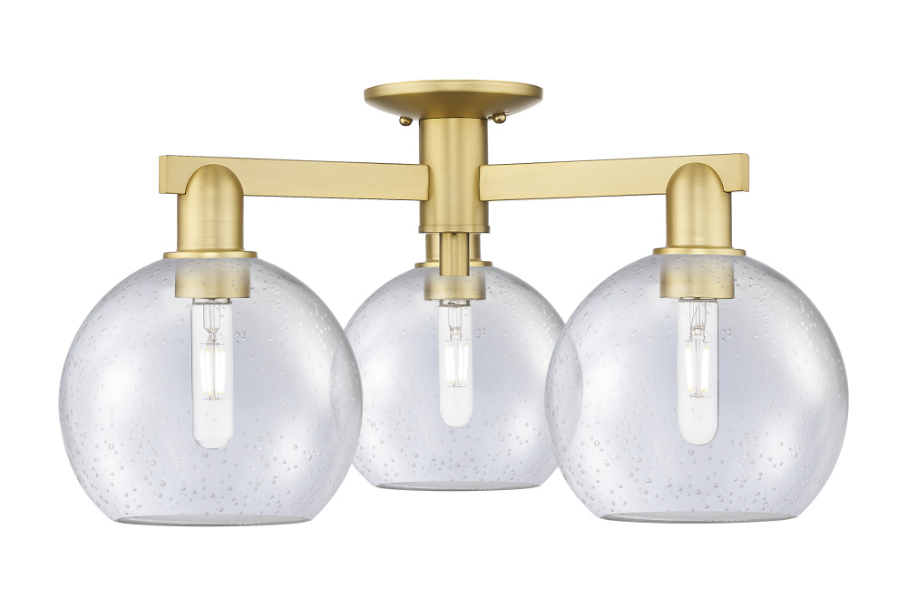 Athens - 3 Light - 26 inch - Satin Gold - Semi-Flush Mount