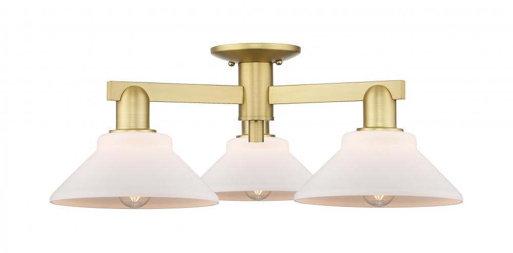 Orwell - 3 Light - 26 inch - Satin Gold - Semi-Flush Mount