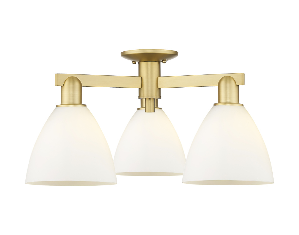 Bristol - 3 Light - 25 inch - Satin Gold - Semi-Flush Mount