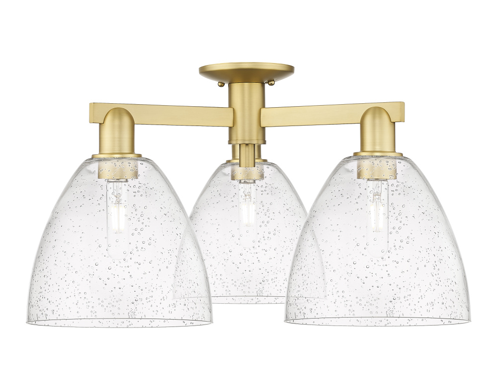 Bristol - 3 Light - 27 inch - Satin Gold - Semi-Flush Mount