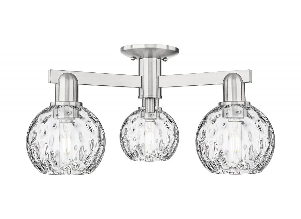 Athens Water Glass - 3 Light - 24 inch - Brushed Satin Nickel - Semi-Flush Mount