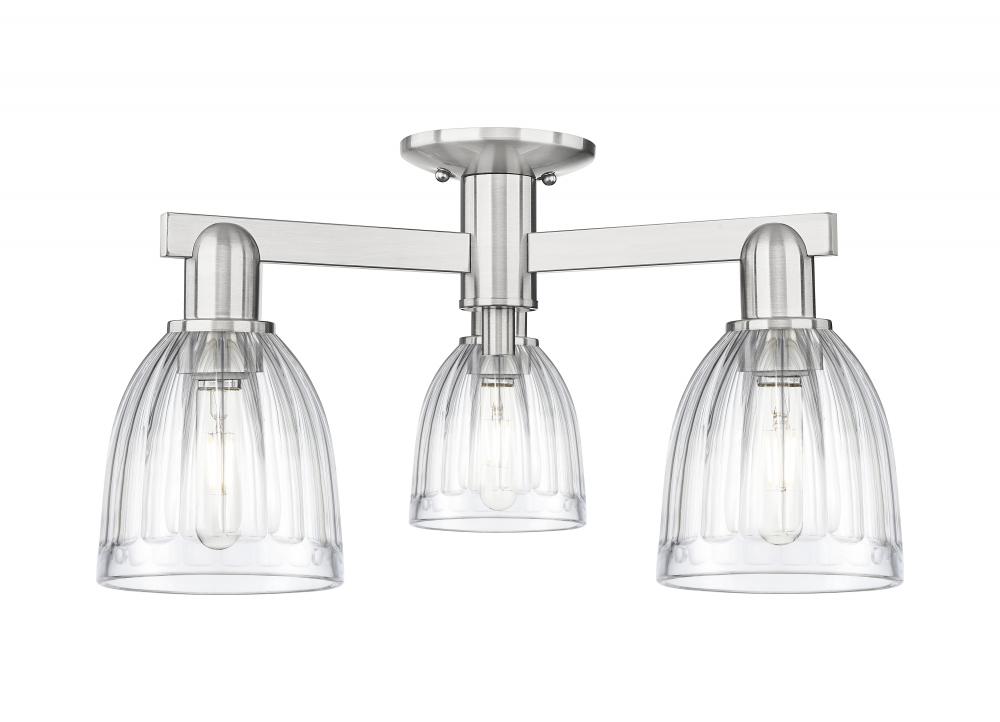 Brookfield - 3 Light - 23 inch - Brushed Satin Nickel - Semi-Flush Mount