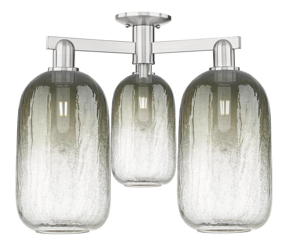 Brookhaven Cloche - 3 Light - 6 inch - Brushed Satin Nickel - Semi-Flush Mount