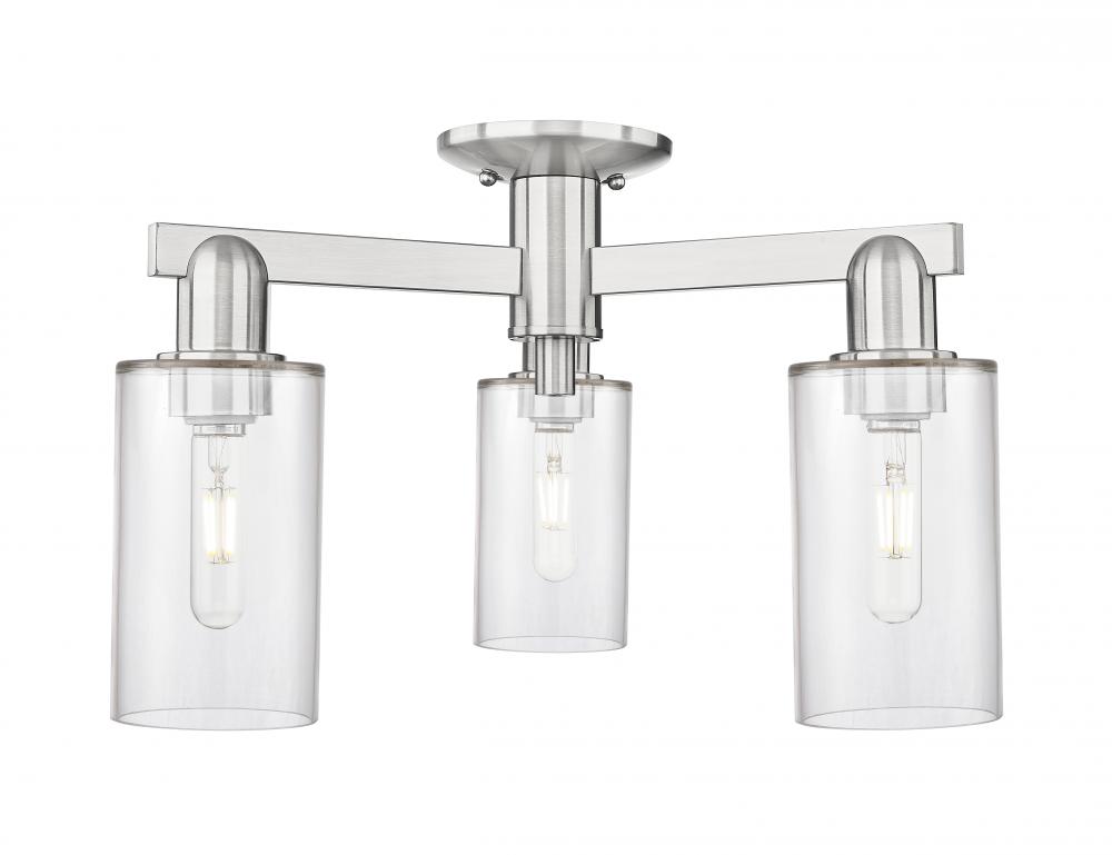 Clymer - 3 Light - 21 inch - Brushed Satin Nickel - Semi-Flush Mount